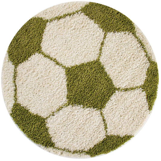 Kinderteppiche, Fußball-Design, Farbe Grün, Teppich für Kinderzimmer, Rücken aus Jute