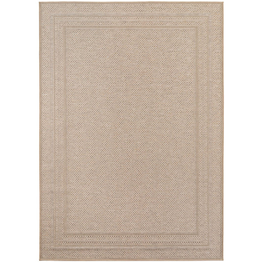 Outdoorteppiche Beige 8x25 cm Läufer, Wetterfest & UV-beständig, ideal für Küche, Balkon, Terrasse auch Wohnzimmer und Esszimmer, Einfarbiges Design mit Bordüre, Leicht zu Reinigen