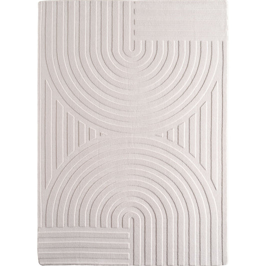 Skandinavischer Boho Teppich Einfarbig Creme 8x15 cm, Deko Teppich, Weich & Pflegeleicht, Waschbar, 3D-Effekt, Teppich für Wohnzimmer und Schlafzimmer, Läufer Teppich