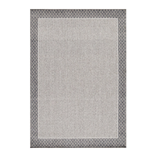 Outdoorteppiche, Bordüre Design, Farbe Creme, Teppich für Terasse-Balkon-Küche, Rücken aus Polypropylen