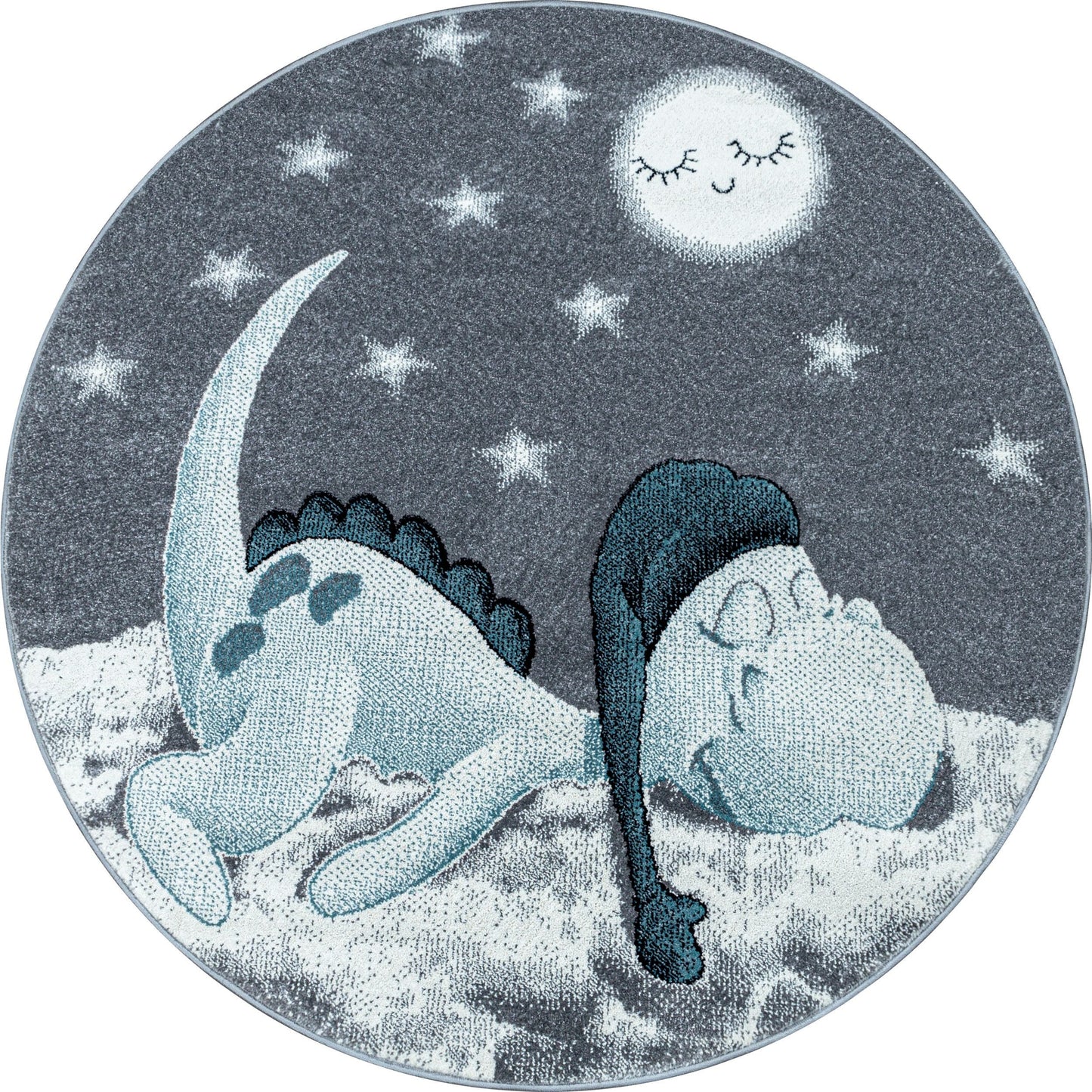Kinderteppiche, Dinosaurier Design, Farbe Blau, Teppich für Kinderzimmer, Rücken aus Jute