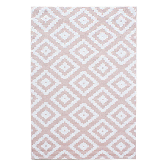 Kurzflorteppiche, Geometrisch Design, Farbe Pink, Teppich für Wohnzimmer, Rücken aus Jute