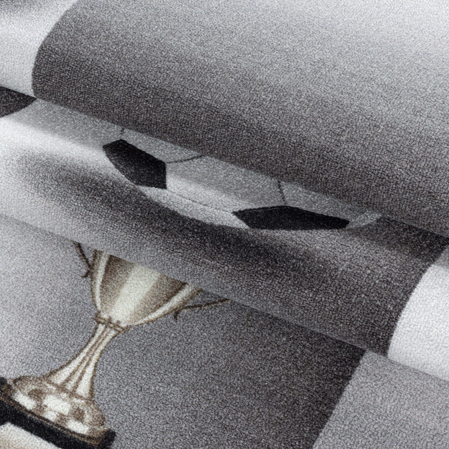 Kinderteppiche, Fußball-Design, Farbe Grau, Teppich für Kinderzimmer, Rücken aus Latex