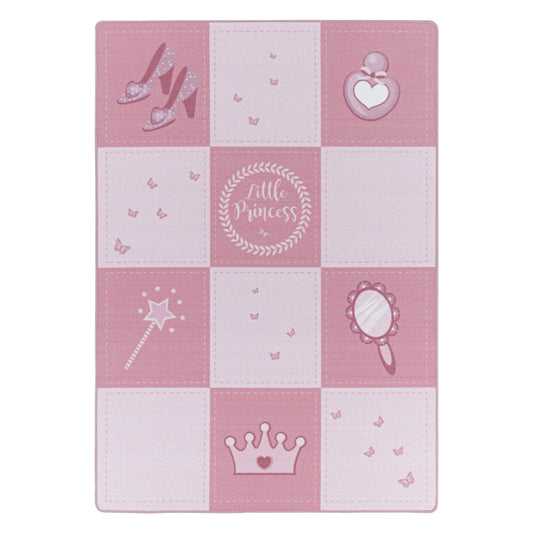 Kinderteppiche, Prinzessin-Design, Farbe Pink, Teppich für Kinderzimmer, Rücken aus Latex
