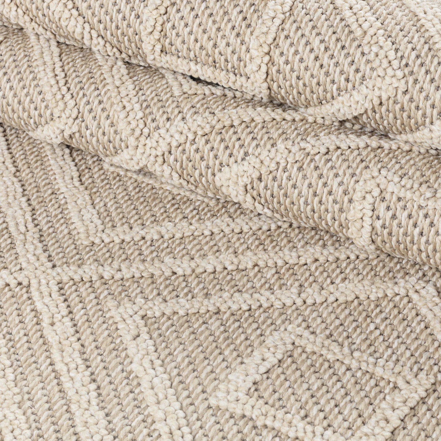 Outdoorteppiche, Rauten Design, Farbe Beige, Teppich für Terasse-Balkon-Küche, Rücken aus Polypropylen