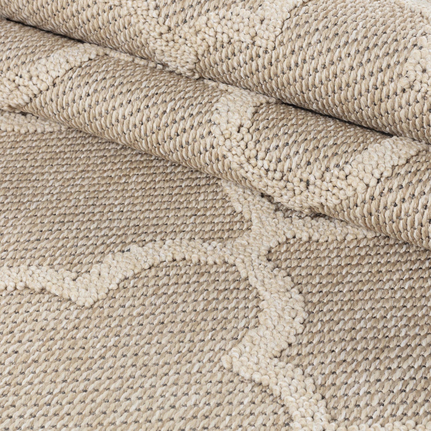Outdoorteppiche, Skandinavisches Design, Farbe Beige, Teppich für Terasse-Balkon-Küche, Rücken aus Polypropylen