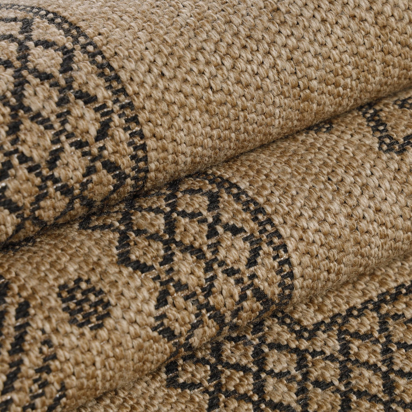 Outdoorteppiche, Vintage Design, Farbe Schwarz, Teppich für Terasse-Balkon-Küche, Rücken aus Polypropylen