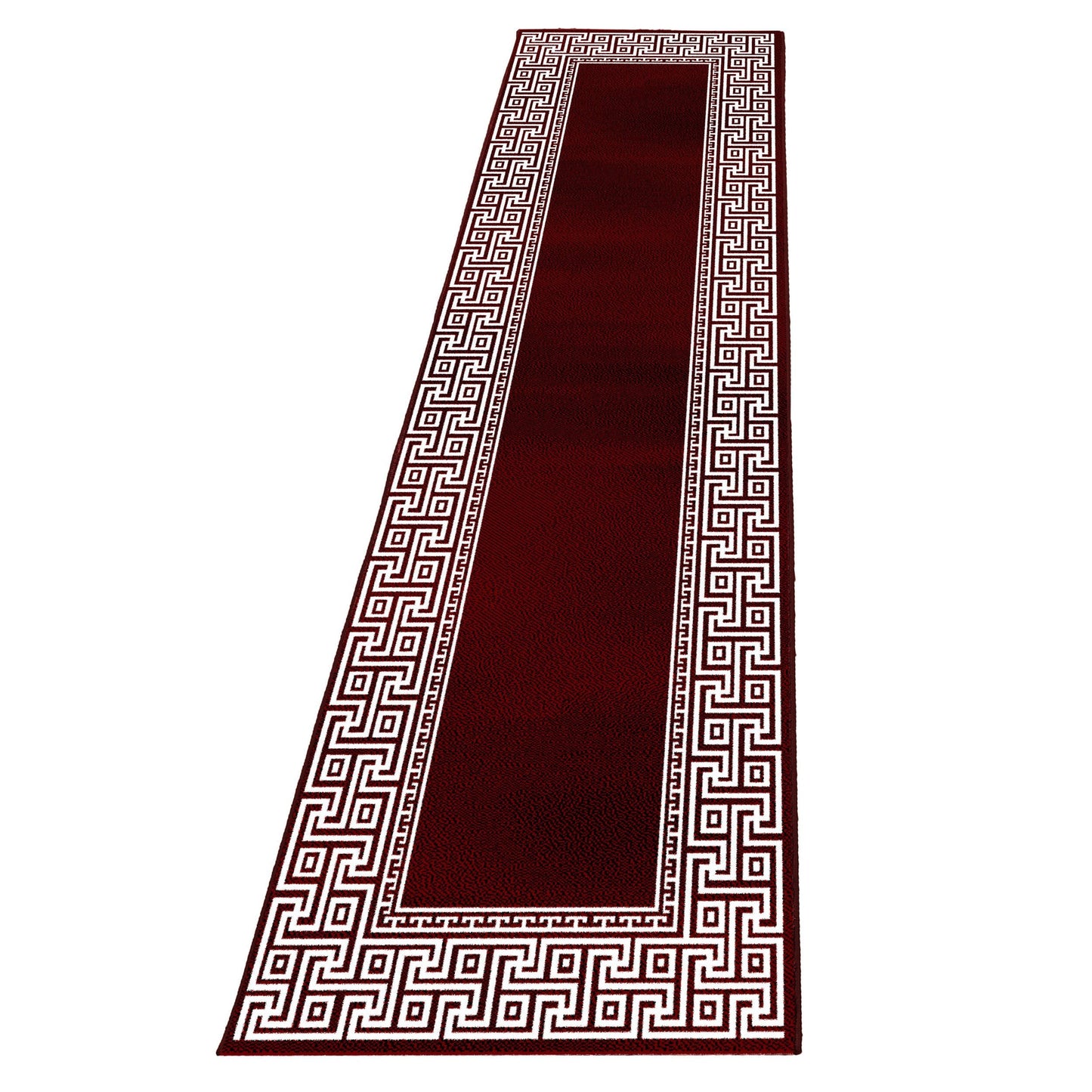 Kurzflorteppiche, Mäander-Design, Farbe Rot, Teppich für Wohnzimmer, Rücken aus Jute