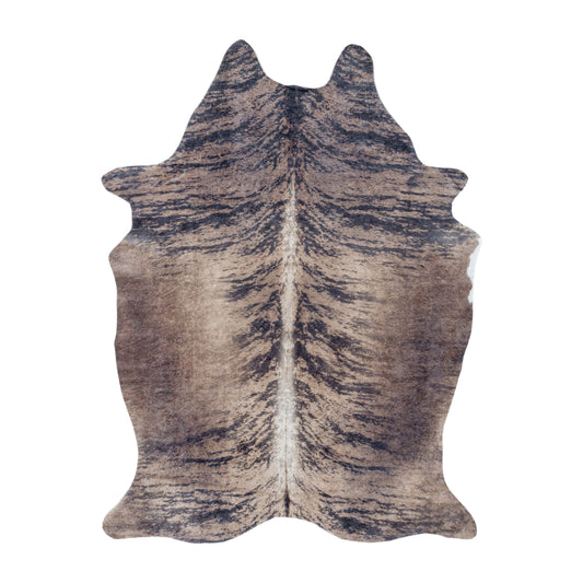 Waschbarer Teppich, Rindsleder Imitat, Farbe Braun, Teppich für Wohnzimmer, Rücken aus Wildleder