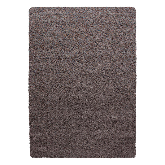 Hochflorteppiche, Unicolor - Einfarbig, Farbe Taupe, Teppich für Wohnzimmer, Rücken aus Jute