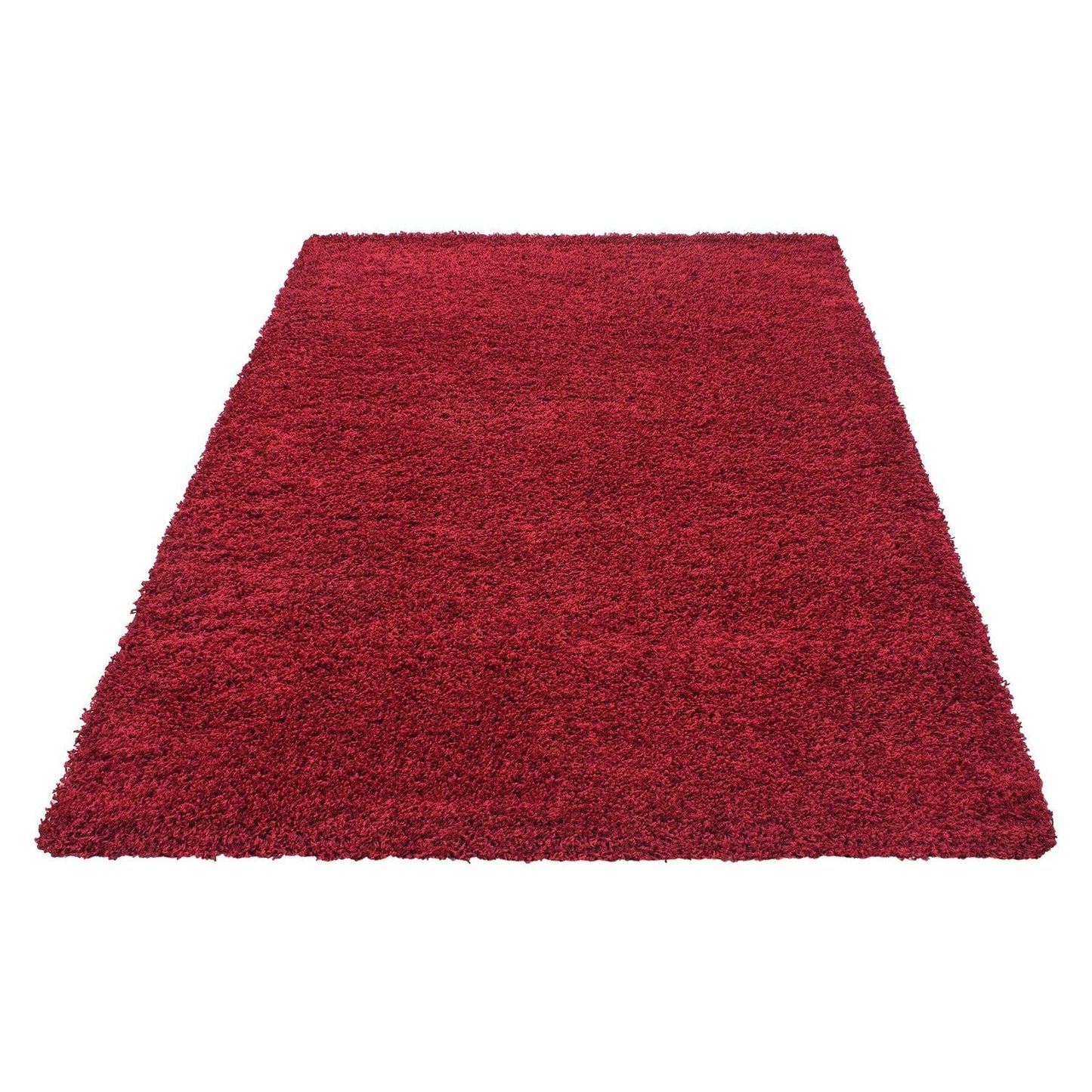 Hochflor Langflor Wohnzimmer DREAM Shaggy Teppich Unifarbe Florhöhe 5cm Rot