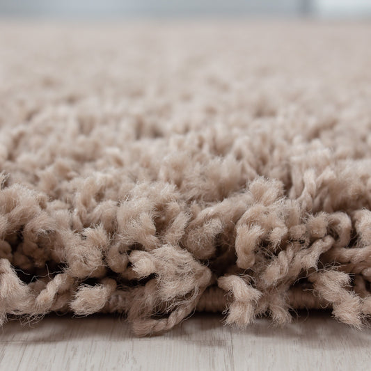 Hochflor Langflor Wohnzimmer DREAM Shaggy Teppich Unifarbe Florhöhe 5cm BEIGE