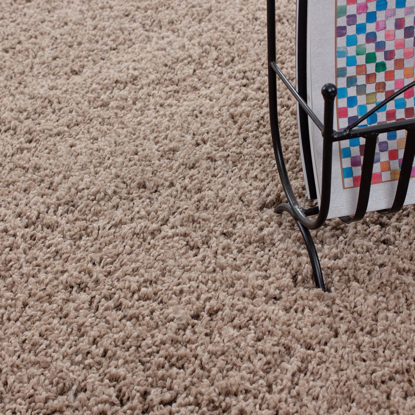 Hochflor Langflor Wohnzimmer DREAM Shaggy Teppich Unifarbe Florhöhe 5cm BEIGE