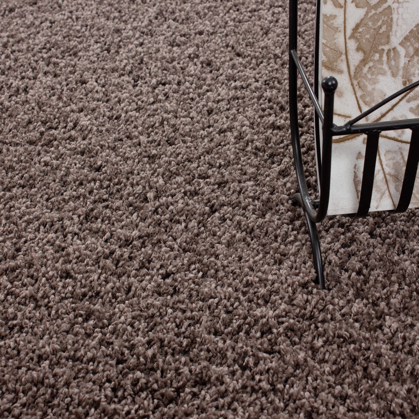 Hochflor Langflor Wohnzimmer DREAM Shaggy Teppich Unifarbe Florhöhe 5cm Taupe