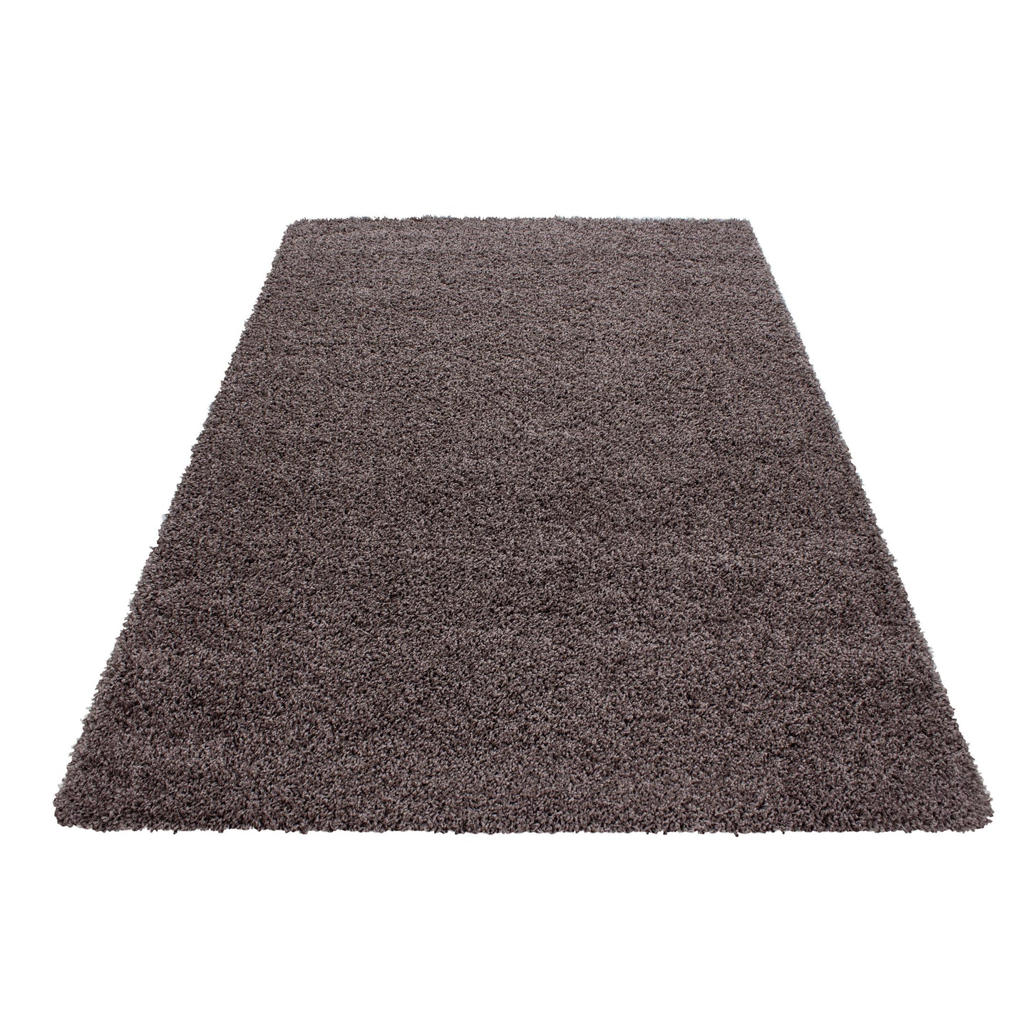 Hochflor Langflor Wohnzimmer DREAM Shaggy Teppich Unifarbe Florhöhe 5cm Taupe
