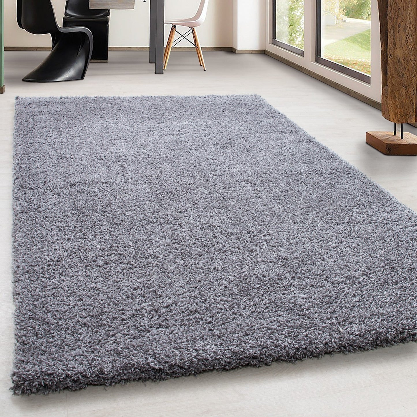 Hochflor Supersoft Shaggy kuscheliger Teppich extreme weich Unifarbe Hellgrau