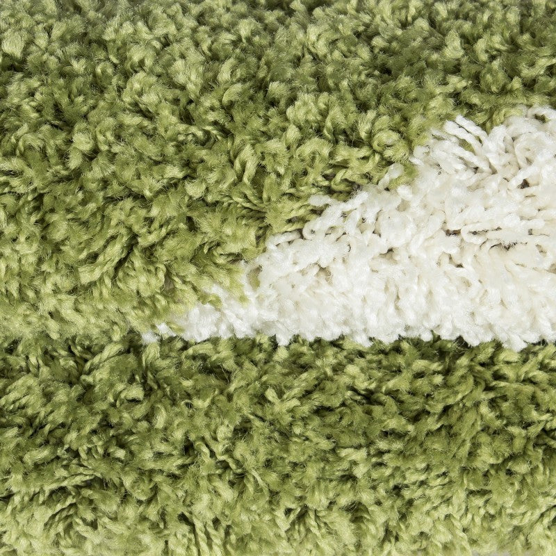 Kinderteppich für Kinderzimmer Fussball form Hochflor Teppich Grün-Weiss