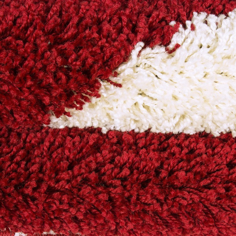 Kinderteppich für Kinderzimmer Fussball form Hochflor Teppich Rot-Weiss