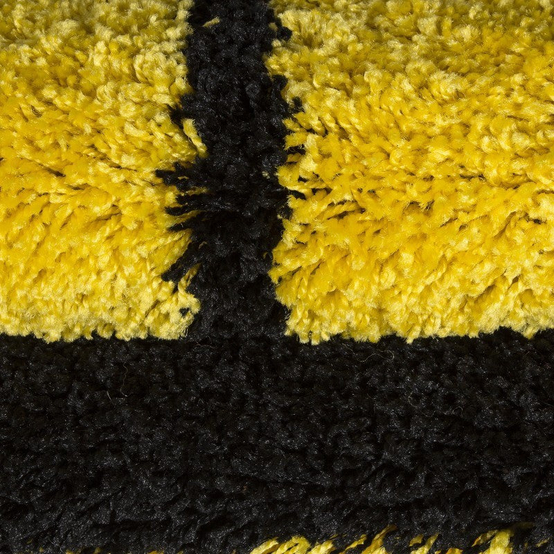 Kinderteppich für Kinderzimmer Fussball form Hochflor Teppich Gelb-Schwarz