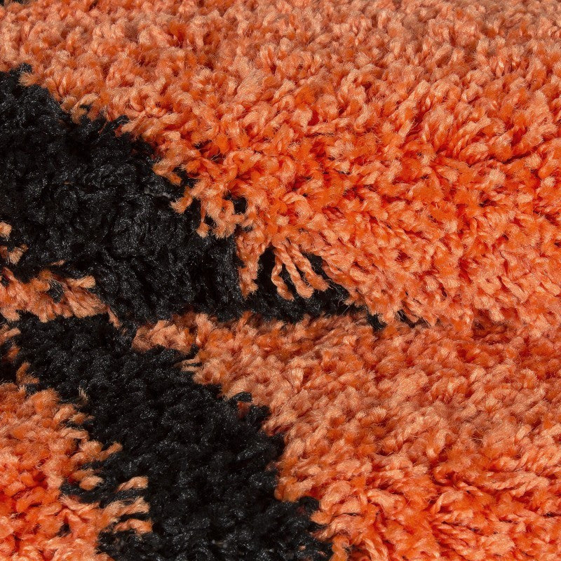 Kinderteppich für Kinderzimmer Basketball form Hochflor Teppich Orange-Schwarz