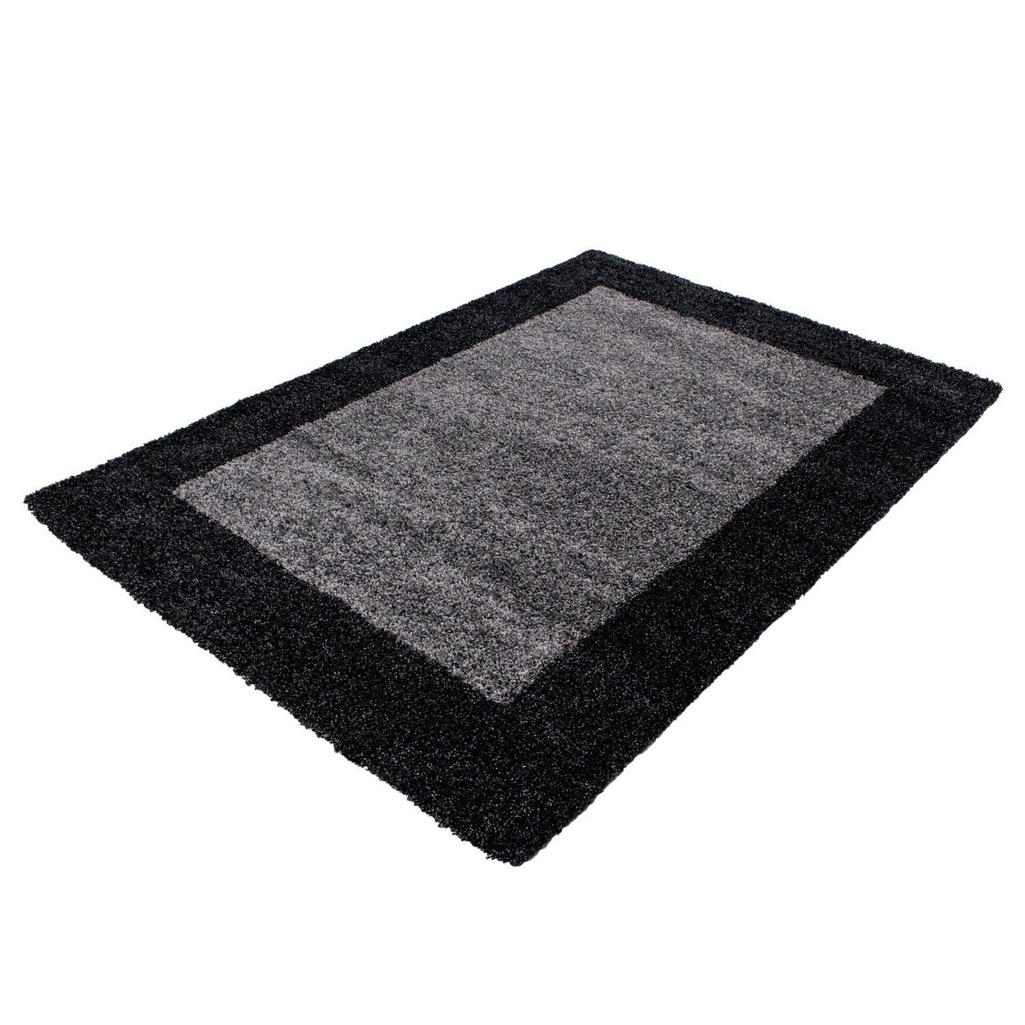 Hochflor Langflor Wohnzimmer Shaggy Teppich 2 Farbig Anthrazit Grau