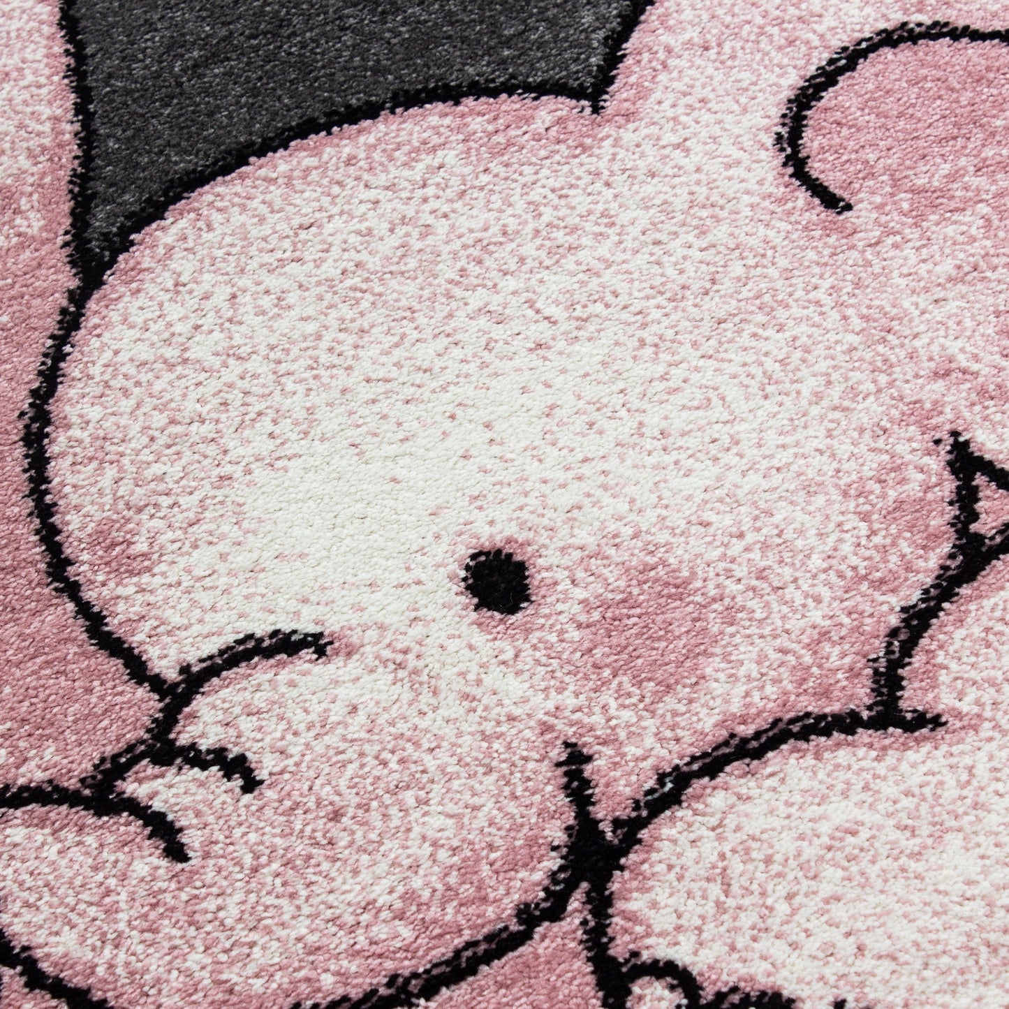 Kinderteppich Kinderzimmer Teppich niedlicher Elefantenbaby Stern Grau-Weiß-Pink