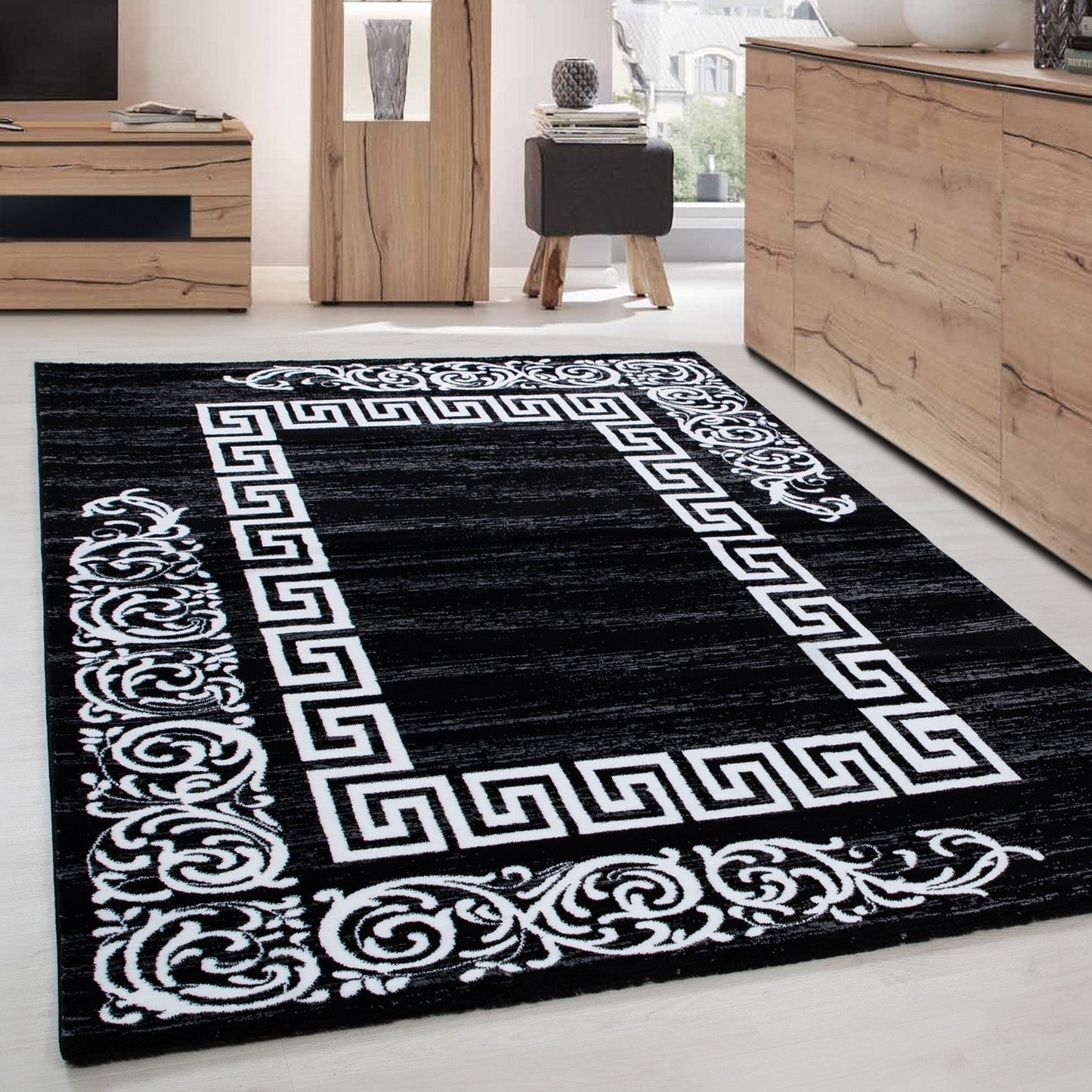Moderner Designer Elegance Wohnzimmer Teppich Miami 6620 Schwarz-Weiss
