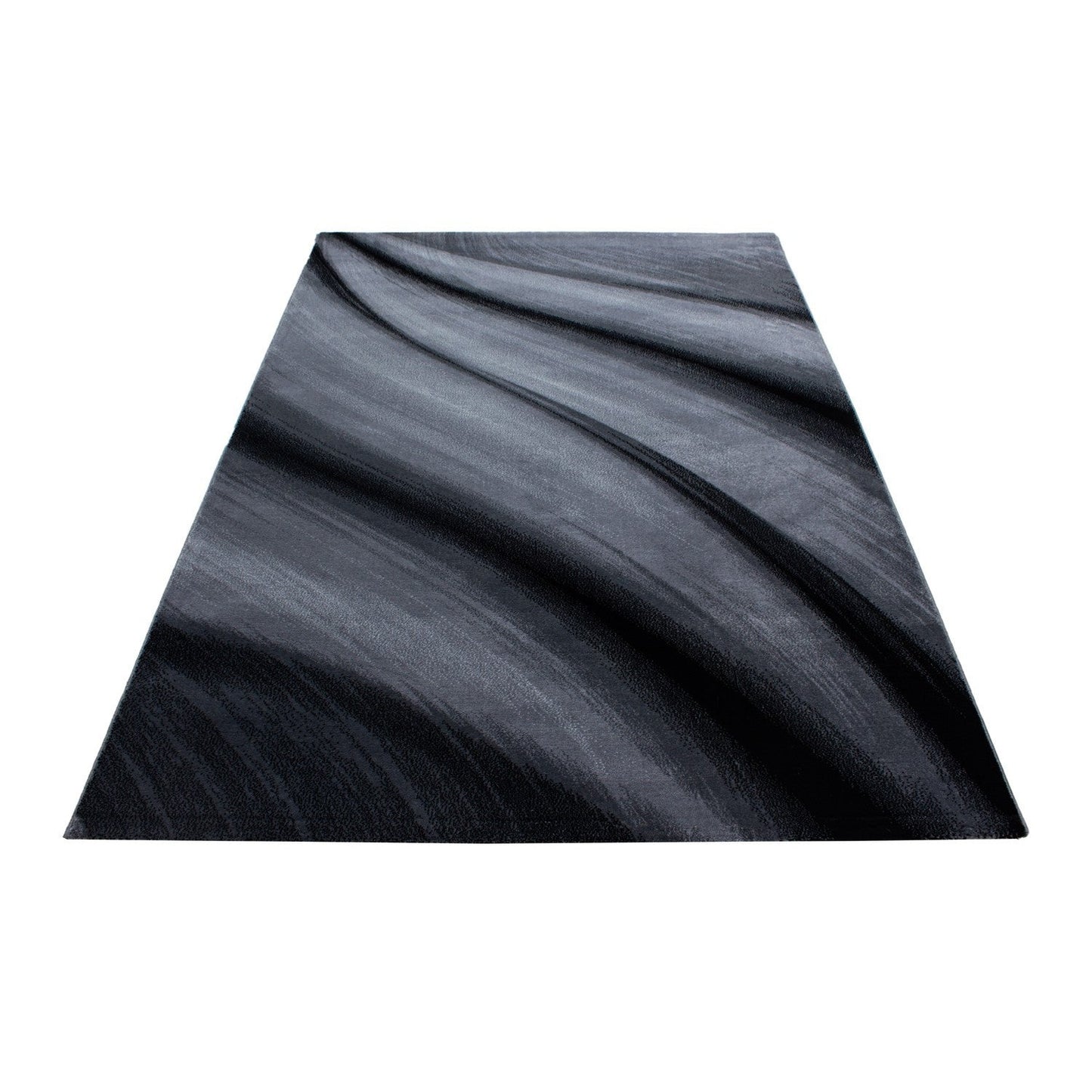 Moderner Designer Wohnzimmer Teppich Wellendesign Miami 6630 Schwarz-Grau