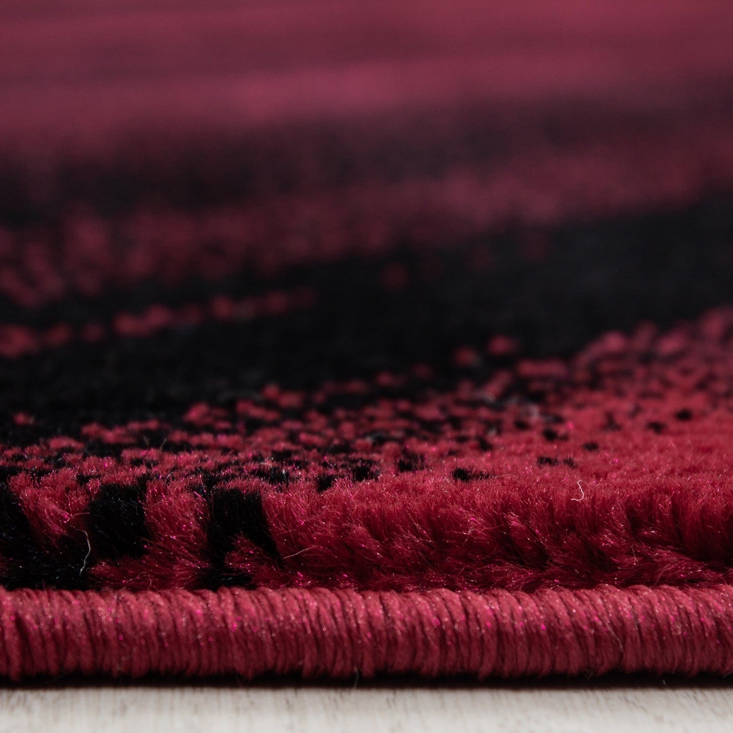 Moderner Designer Wohnzimmer Teppich Wellendesign Miami 6630 Rot-Schwarz