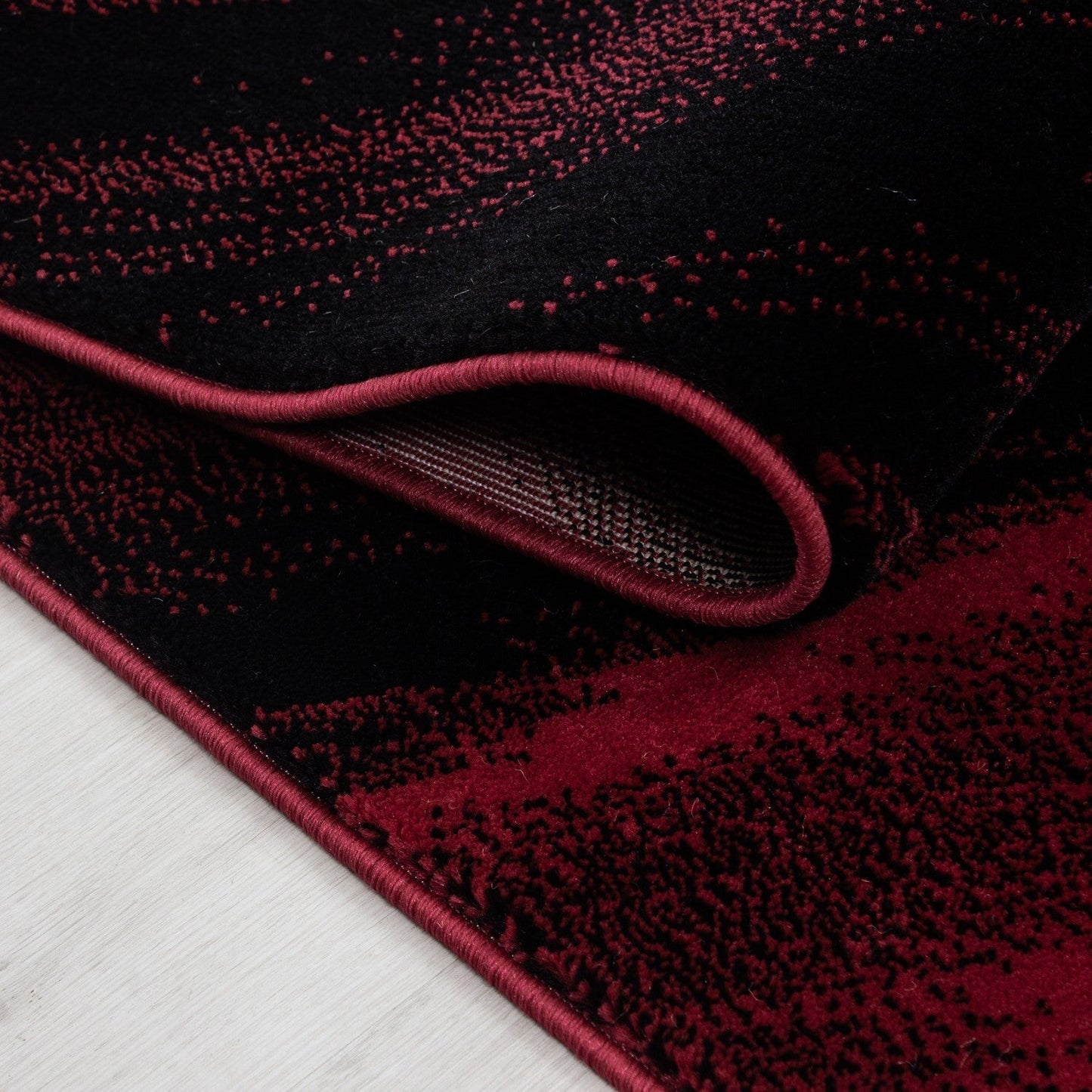 Moderner Designer Wohnzimmer Teppich Wellendesign Miami 6630 Rot-Schwarz