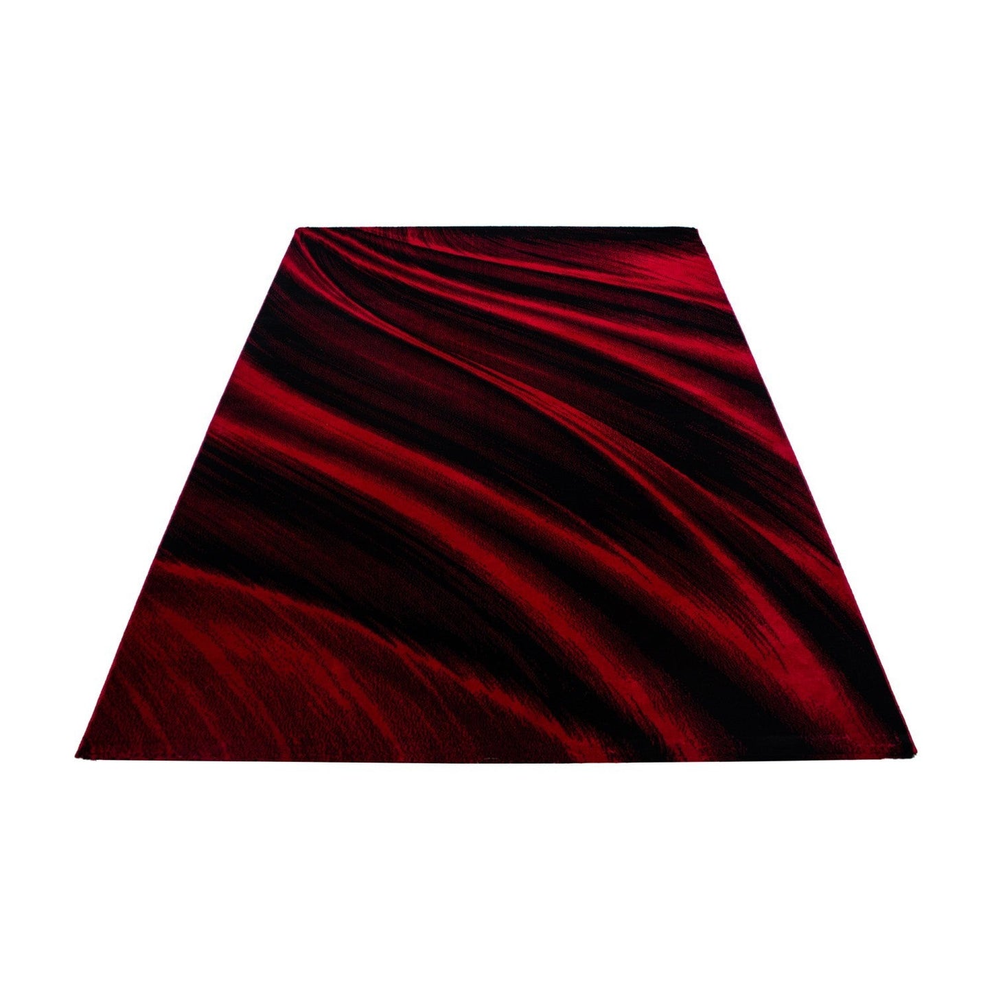 Moderner Designer Wohnzimmer Teppich Wellendesign Miami 6630 Rot-Schwarz
