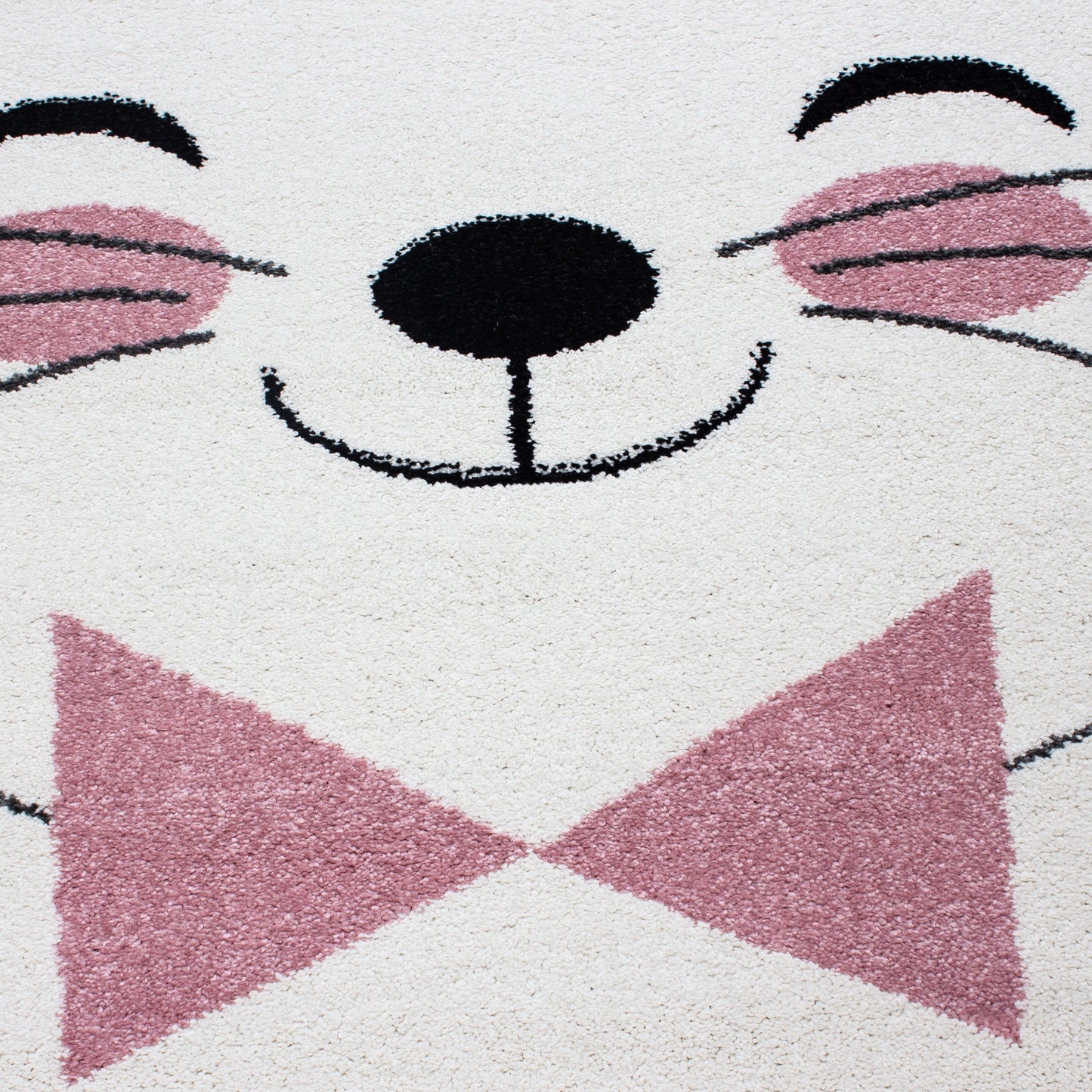 Kinderteppich Kinderzimmer Teppich Katze Sternmotiv Grau-Weiß-Pink