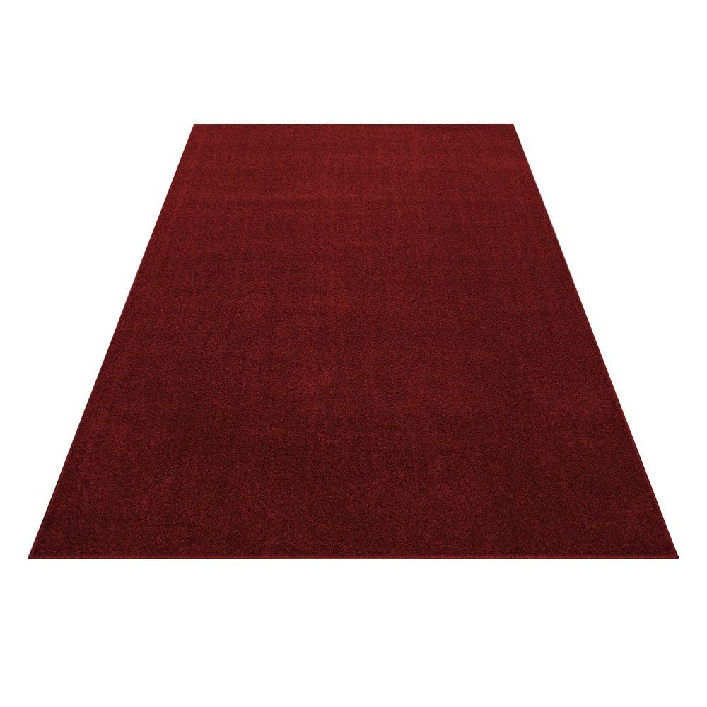 Teppich Kurzflor Modern Wohnzimmer Einfarbig Meliert Uni günstig Rot