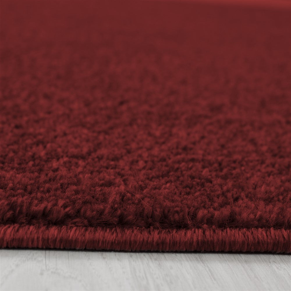Teppich Kurzflor Modern Wohnzimmer Einfarbig Meliert Uni günstig Rot