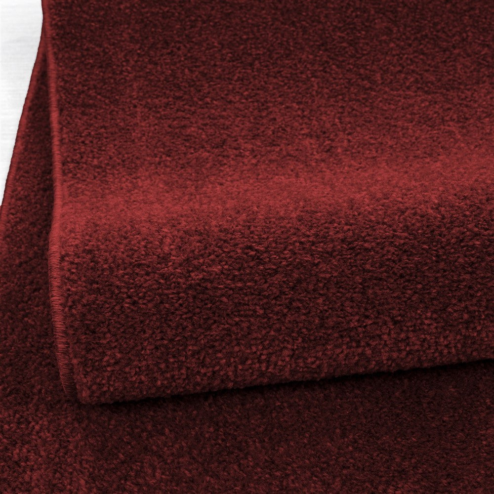 Teppich Kurzflor Modern Wohnzimmer Einfarbig Meliert Uni günstig Rot