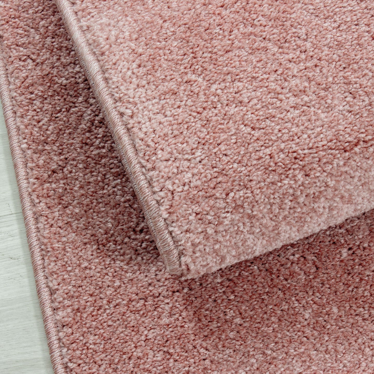 Kurzflor Gabbeh Optik Wohnzimmerteppich Flachflor Teppich Einfarbig Rose