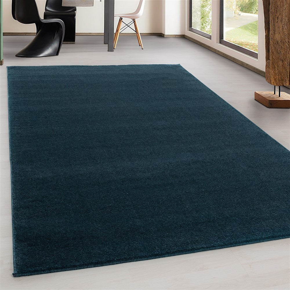 Teppich Kurzflor Modern Wohnzimmer Einfarbig Meliert Uni günstig Türkis