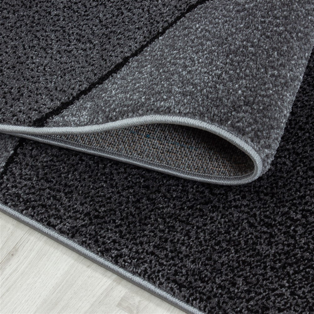 Teppich Modern Designer Kurzflor Geometrisches Design Schwarz Grau
