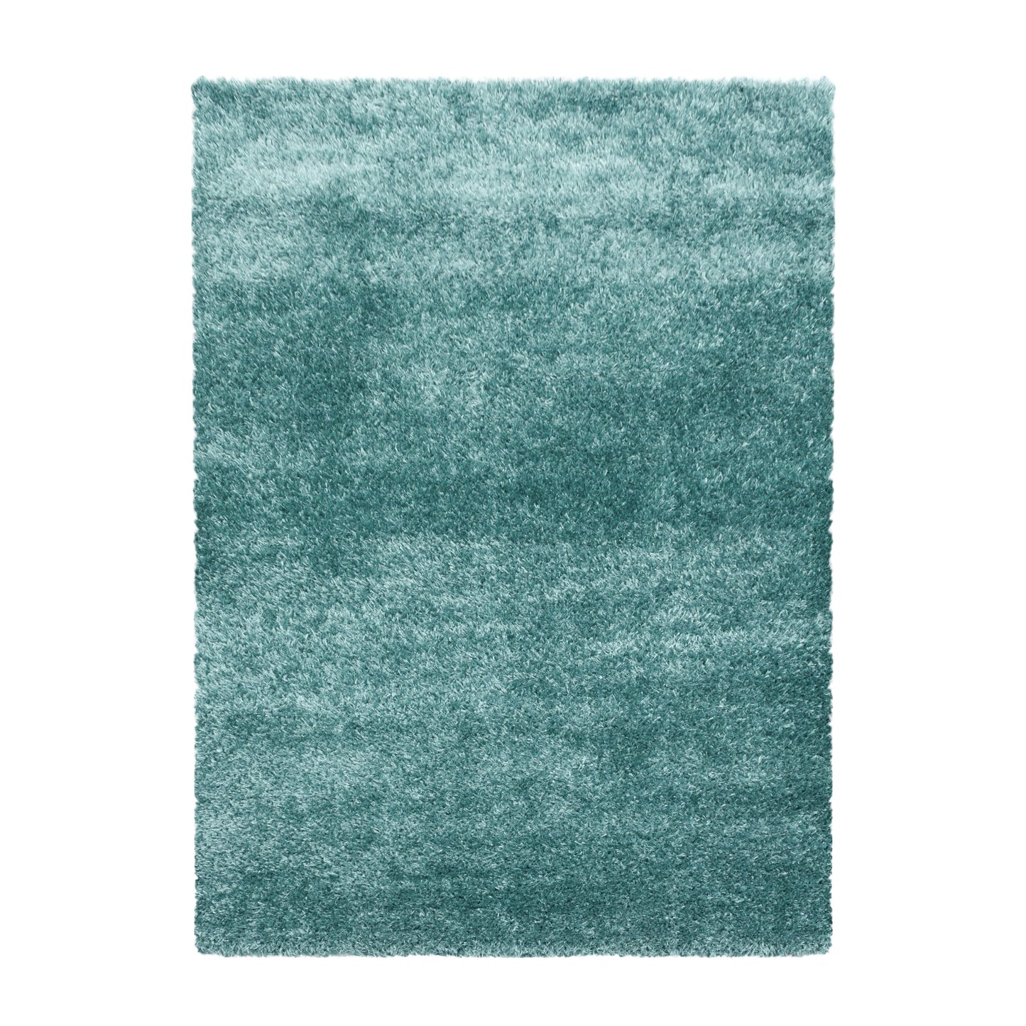 Shaggy Wohnzimmer Hochflor Teppich Glanz Garn Einfarbig Aqua Blau