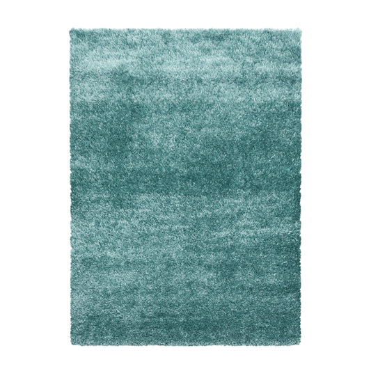 Shaggy Wohnzimmer Hochflor Teppich Glanz Garn Einfarbig Aqua Blau