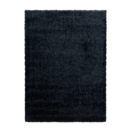 Shaggy Wohnzimmer Hochflor Teppich Glanz Garn Einfarbig Schwarz