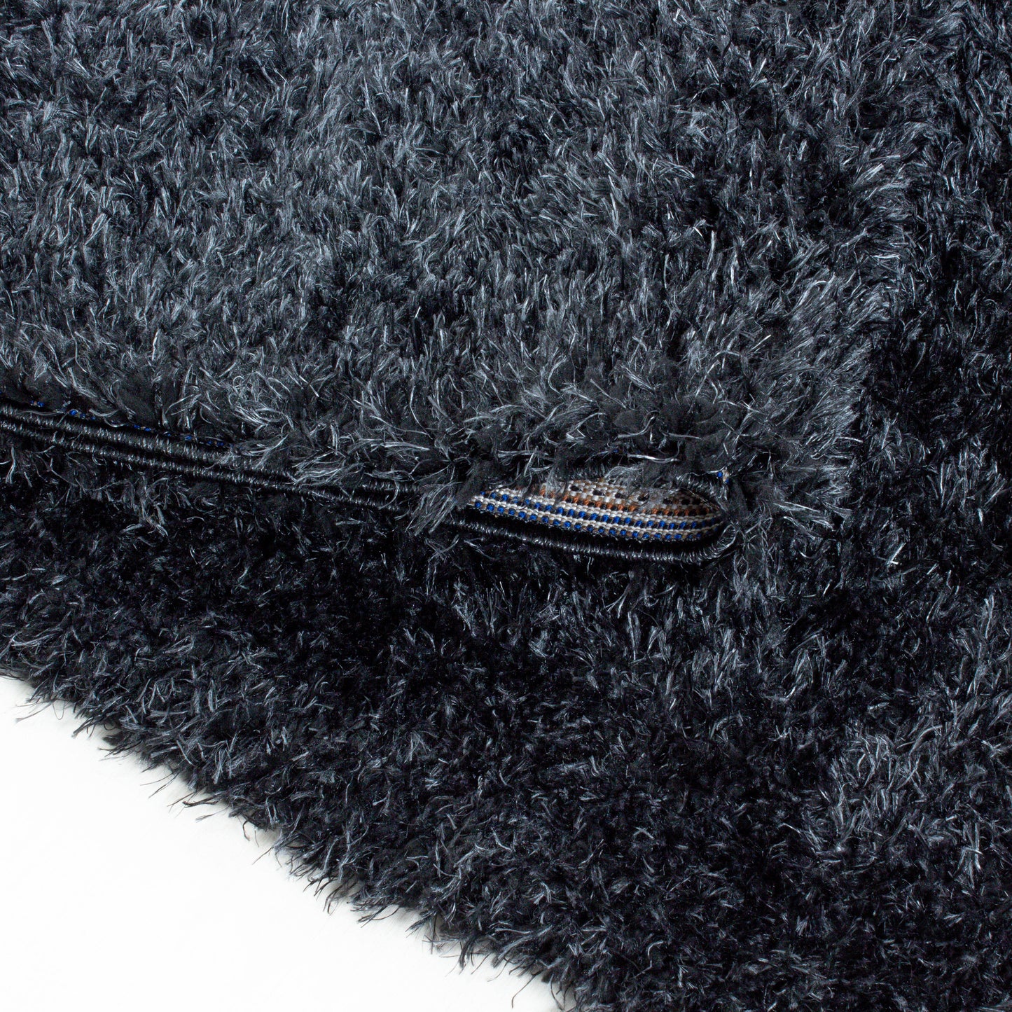 Shaggy Wohnzimmer Hochflor Teppich Glanz Garn Einfarbig Schwarz
