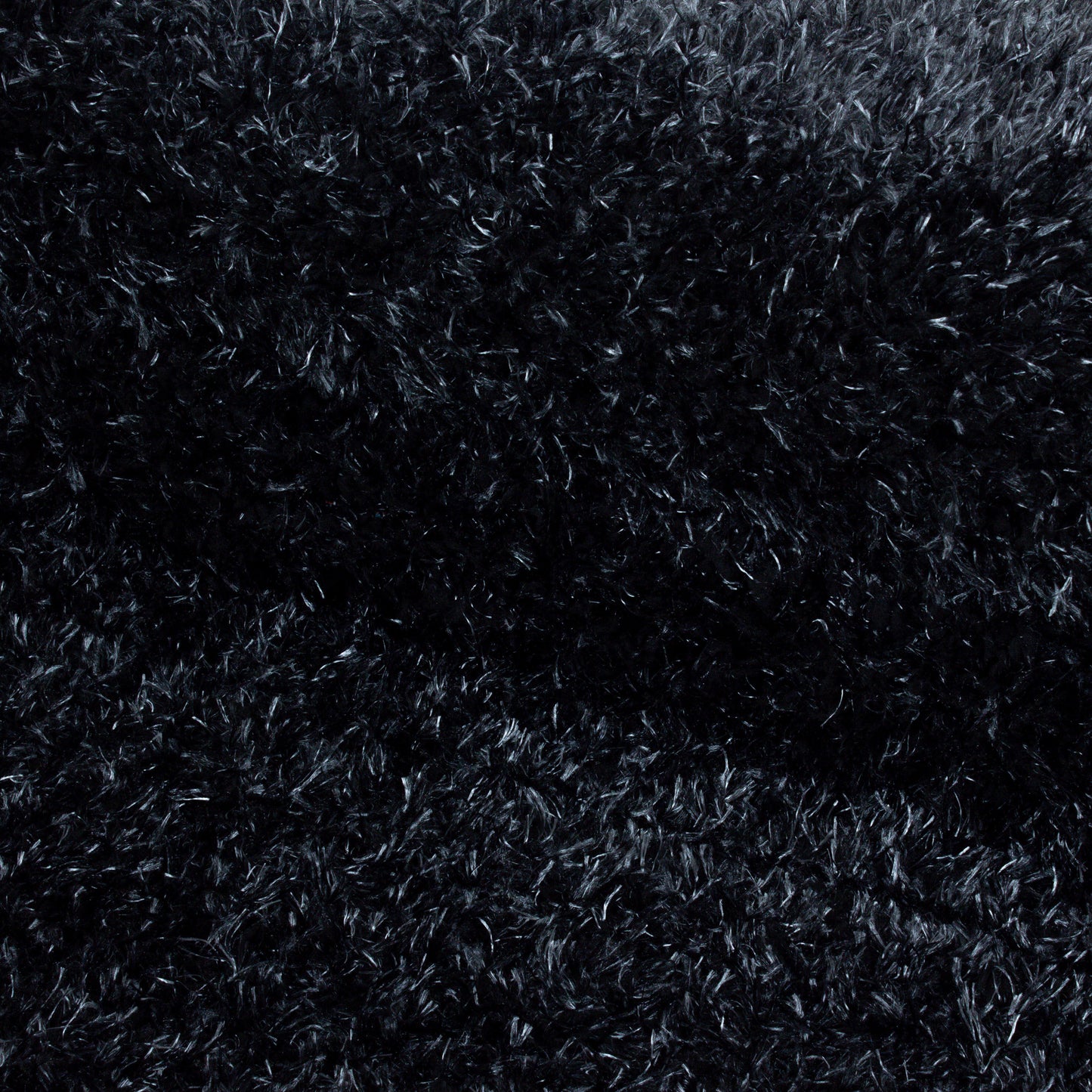 Shaggy Wohnzimmer Hochflor Teppich Glanz Garn Einfarbig Schwarz