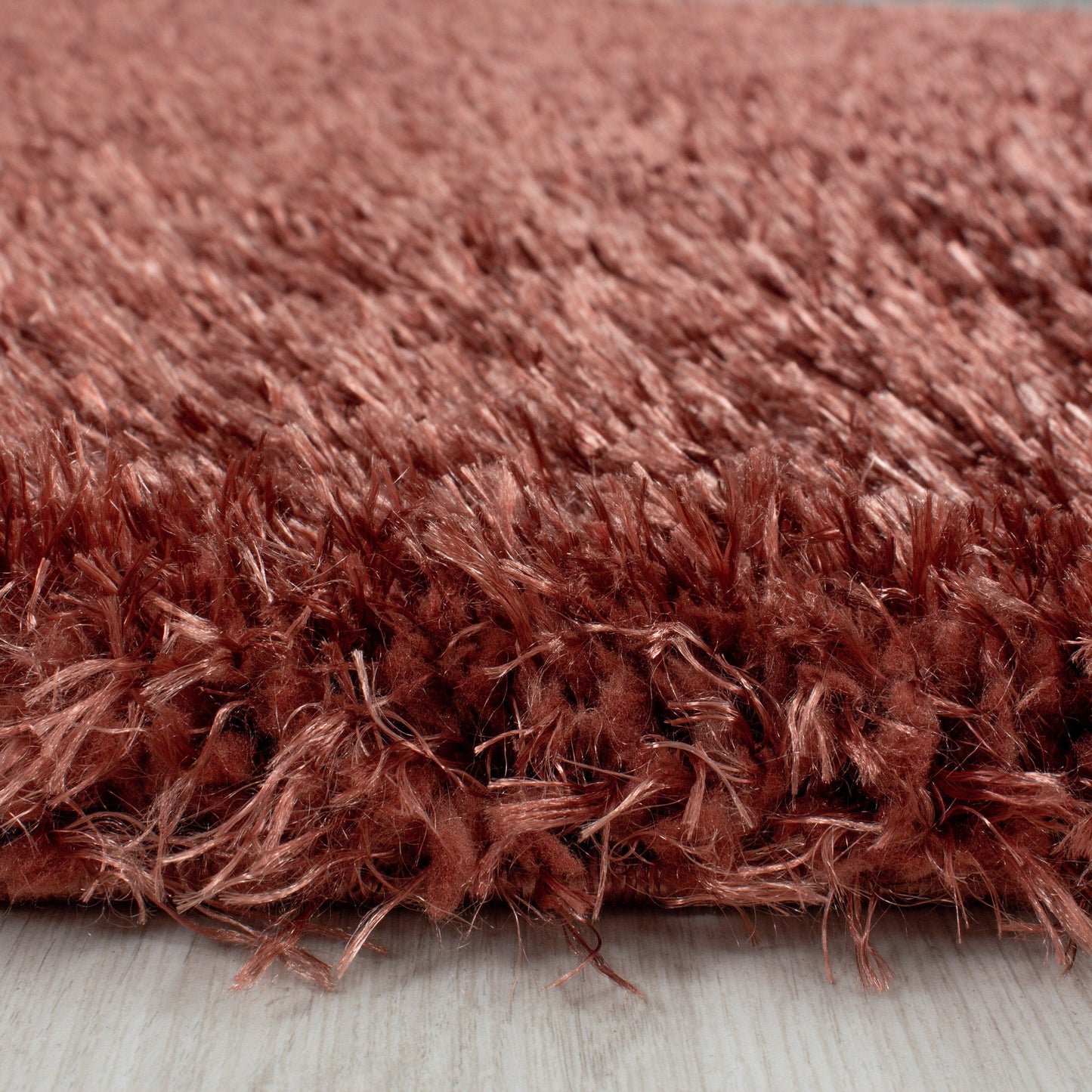 Shaggy Wohnzimmer Hochflor Teppich Glanz Garn Einfarbig Kupfer