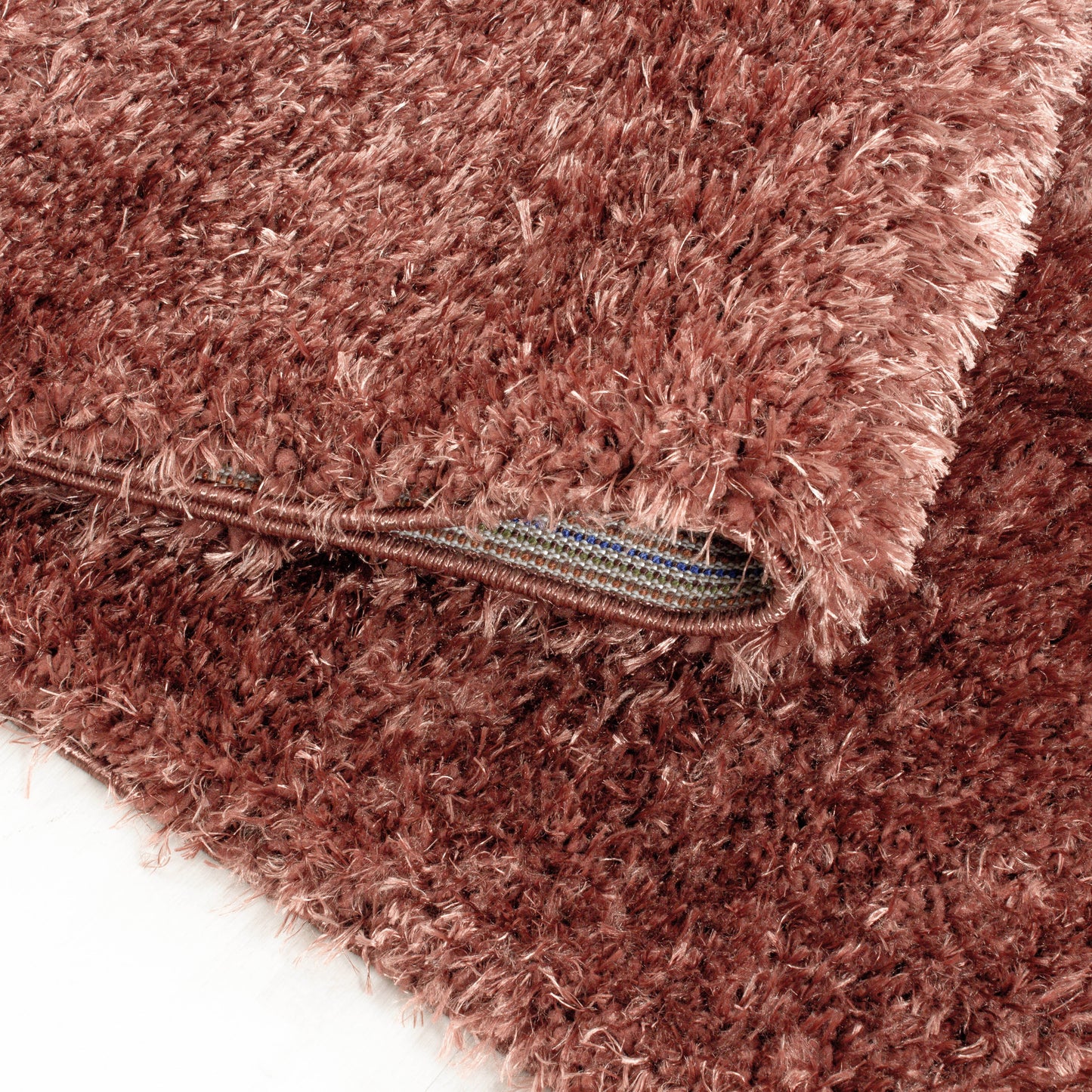 Shaggy Wohnzimmer Hochflor Teppich Glanz Garn Einfarbig Kupfer
