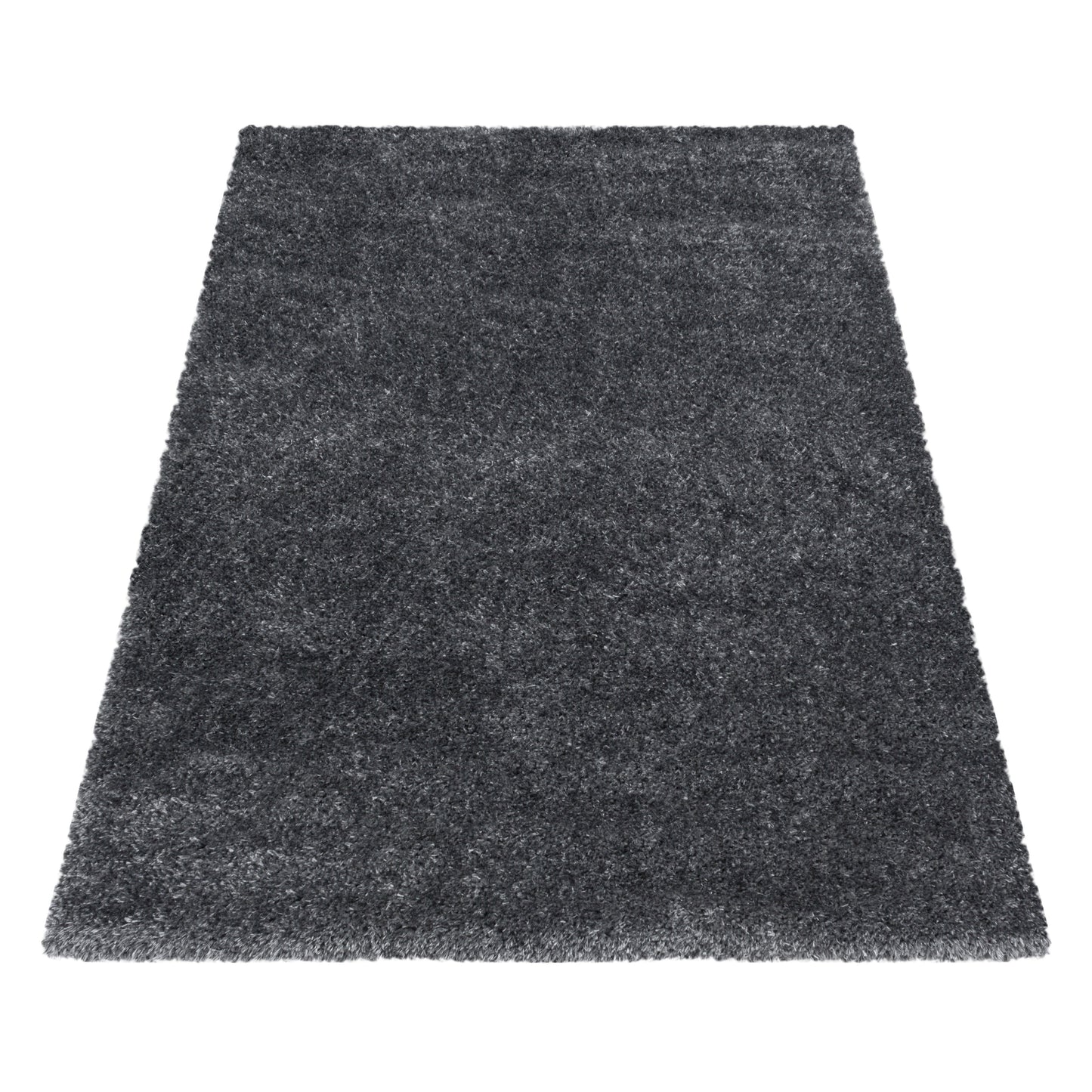 Shaggy Wohnzimmer Hochflor Teppich Glanz Garn Einfarbig Grau