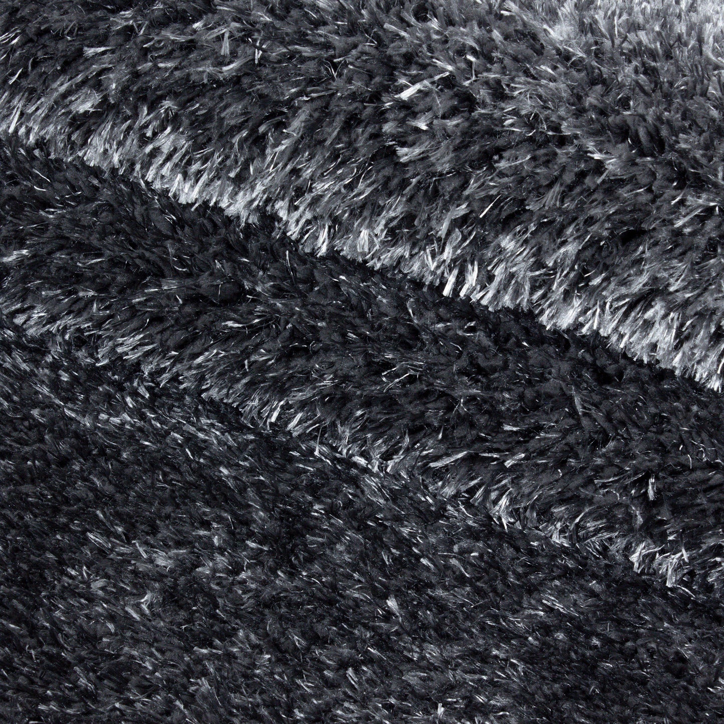 Shaggy Wohnzimmer Hochflor Teppich Glanz Garn Einfarbig Grau