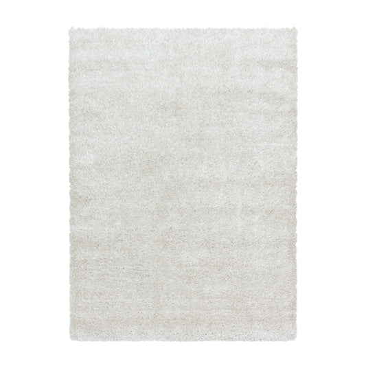 Shaggy Wohnzimmer Hochflor Teppich Glanz Garn Einfarbig Natur