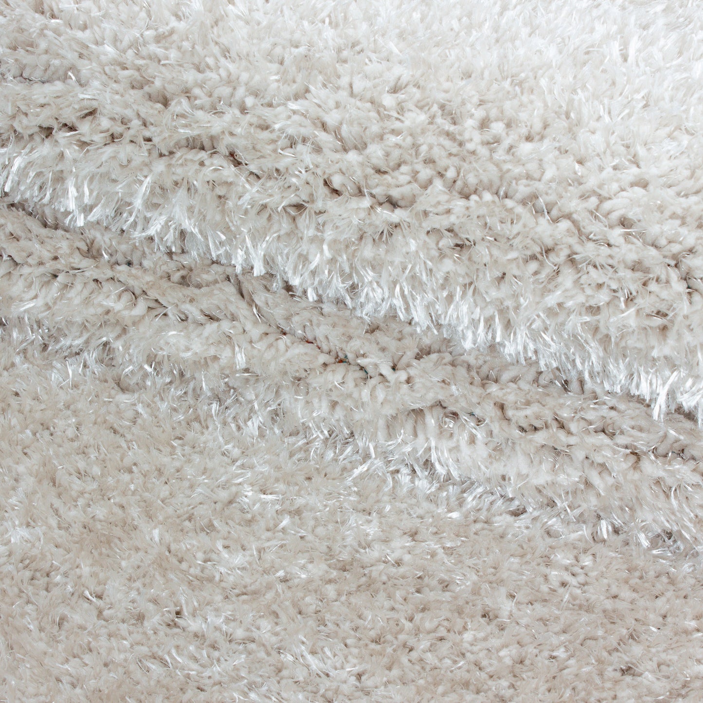 Shaggy Wohnzimmer Hochflor Teppich Glanz Garn Einfarbig Natur