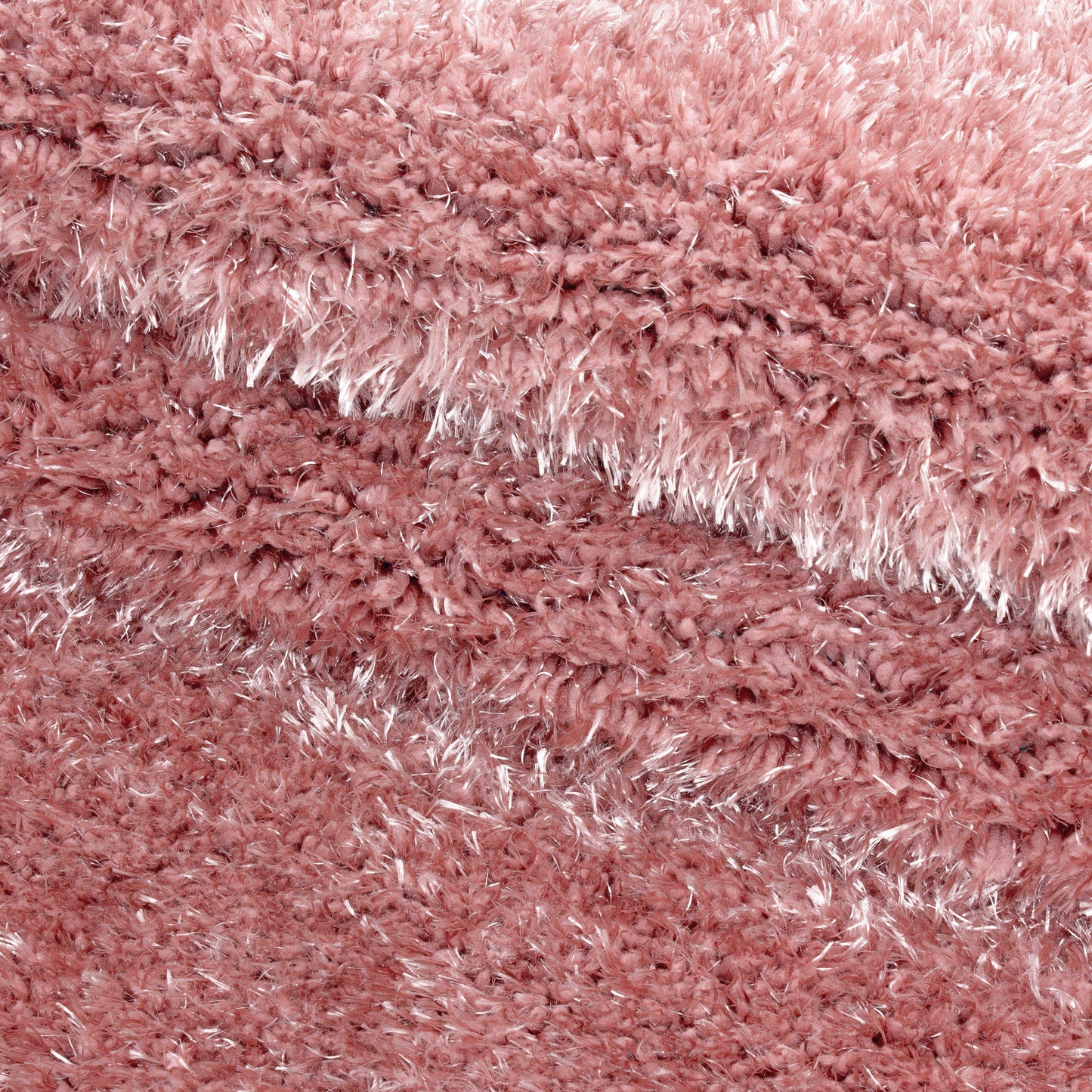 Shaggy Wohnzimmer Hochflor Teppich Glanz Garn Einfarbig Rose